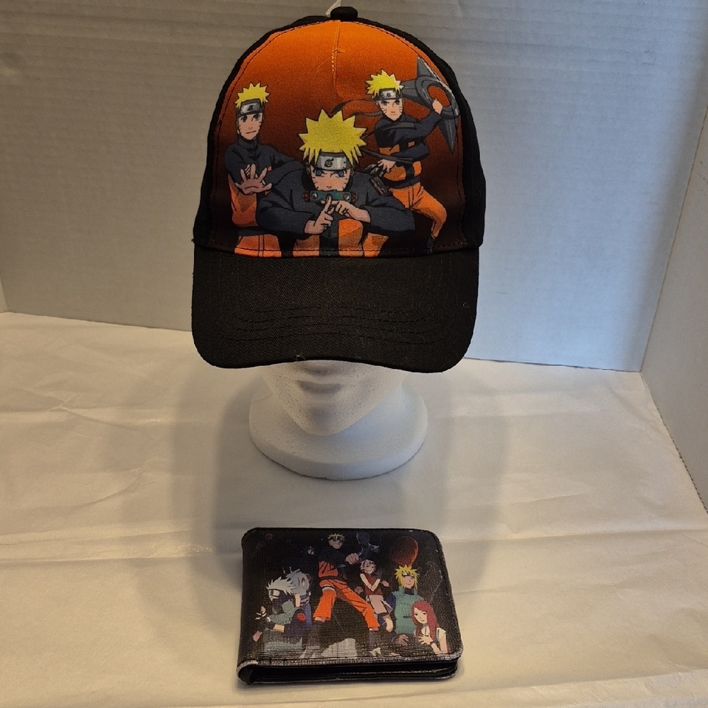 NARUTO Anime Character  2002 Cap and Wallet Set - Black and Orange